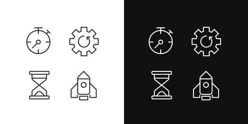 process and operation pixel perfect linear icons vector