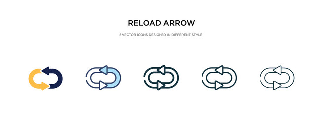 Reload arrow icon in different style two colored vector