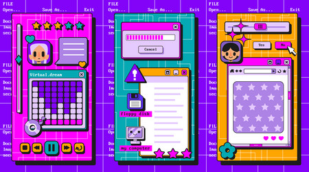 retro user interface windows collection vector image