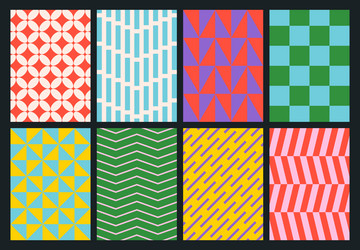 set of simple colorful geometric backgrounds vector image