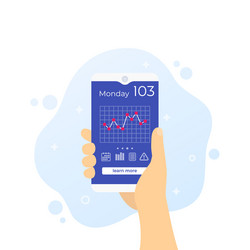 Glucose levels chart in app on smart phone vector