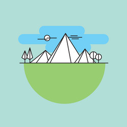 line mountains in color linear vector