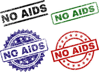 Scratched textured no hiv seal stamps Royalty Free Vector