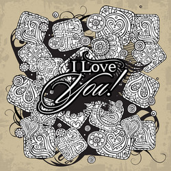 Love you romantic hand drawn lettering text with doodle drawings. 8048885  Vector Art at Vecteezy