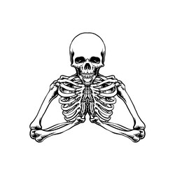 Praying Skeleton Outline Vector Image