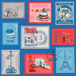 Vintage Paris Stamps Vector Image