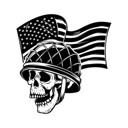American Skull in Helmet Vector Image