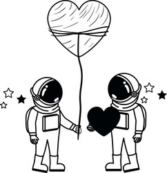 astronaut with spacesuit and heart in white vector