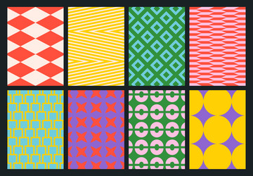 set of colorful geometric backgrounds minimal vector image