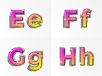 Alphabet set letters e f g h font gradient color vector