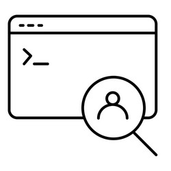 computer window and user search thin line icon vector