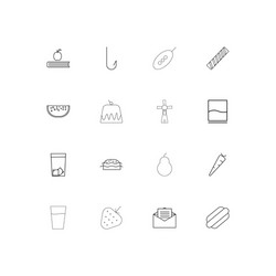 Food and drink linear thin icons set outlined vector