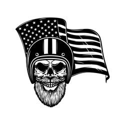racer skull on usa flag background biker Vector Image