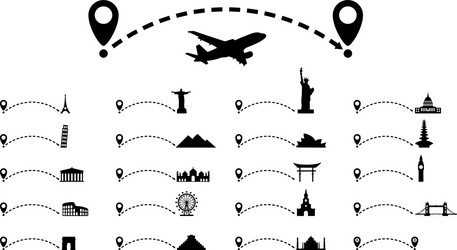 dotted line path with map pointer cultural vector image