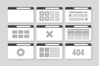 web browser window pages layout with toolbar vector