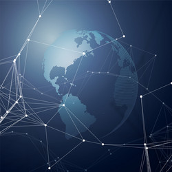 world globe on blue background with connecting vector image