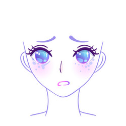 Manga face colorful eyes in anime style vector