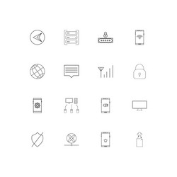 network and database simple linear icons set vector image