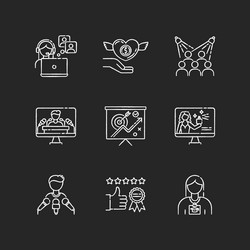 promotion chalk white icons set on black vector