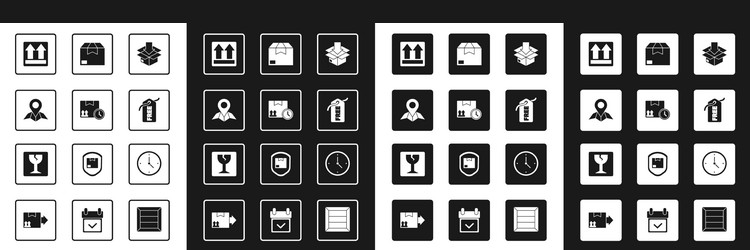 Set cardboard box with traffic symbol and fast vector