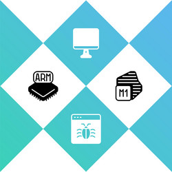set processor system bug computer monitor screen vector image