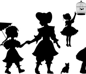 Silhouettes of Playing Kids Vector Image