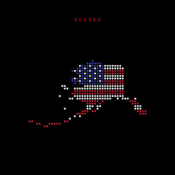 square dots pattern map of alaska dotted pixel vector image