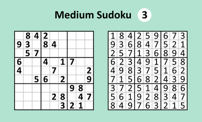 sudoku game with answers medium complexity vector image
