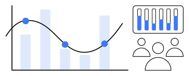 data analysis concept with line graph bar chart vector image