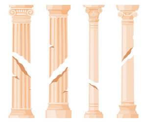 ruined ancient roman or greek pillars with cracks vector