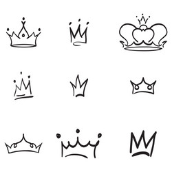 Crown logo hand drawn graffiti sketch and signs vector