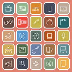 Entertainment line flat icons on orange background vector