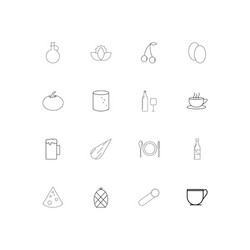 Food and drink linear thin icons set outlined vector