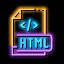 front end html code neon glow icon vector