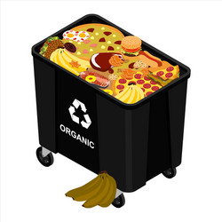 grey can with sorted oraganic garbage icon vector image