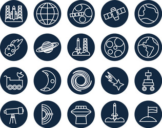 isolated space line block style icon set vector image