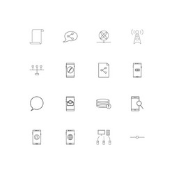 network and database simple linear icons set vector image
