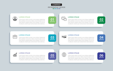 6 data infographics rectangle tab index layout vector image