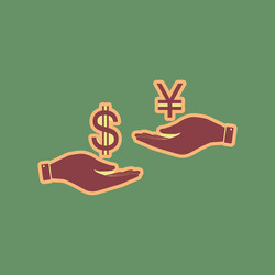 Currency exchange from hand to dollar vector