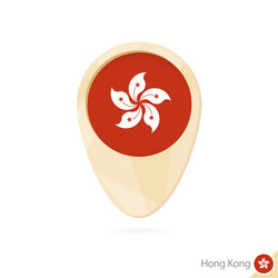 map pointer with flag hong kong orange vector image
