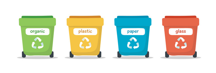 waste sorting with different colorful vector image