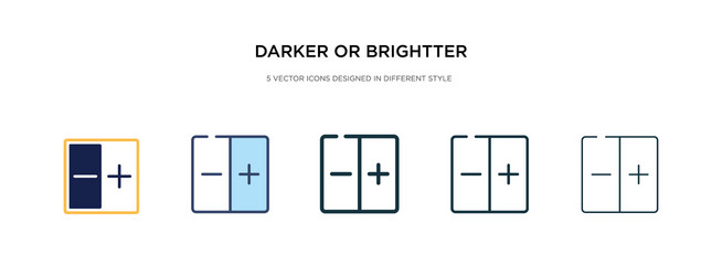 darker or brightter button icon in different vector