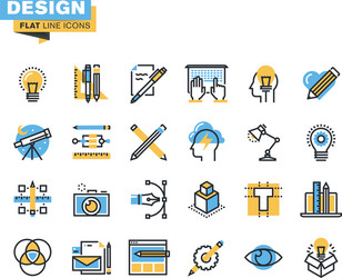 Flat Line Icon Set - UI & Web vector image