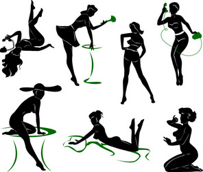 silhouette of pin up girls Vector Image