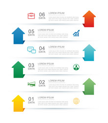 6 data infographics rectangle tab index layout vector image