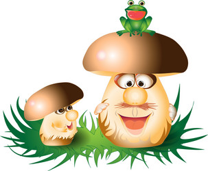 cartoon funny mushrooms vector