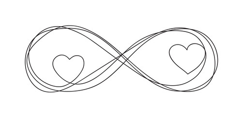 Infinity love icon continuous line art vector