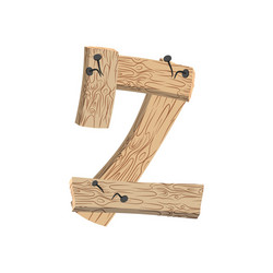 Letter d wood board font plank and nails alphabet Vector Image