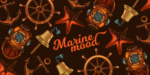 original marine banner in vintage style vector