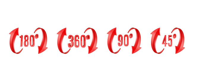 3d curve arrows and rotation angle degrees sing vector image